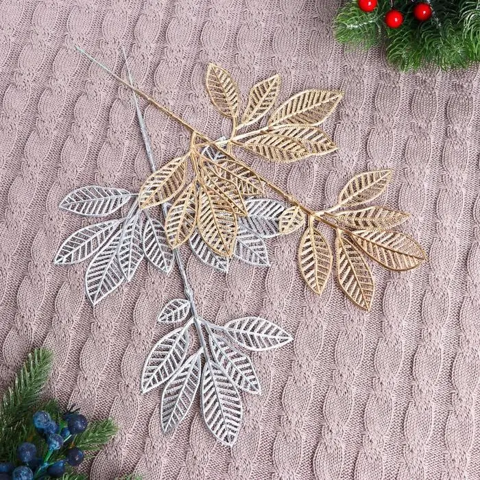 Декор блеск &laquo;Веточка лиственного дерева&raquo;, 16&times;22 см, МИКС (золото, серебро)