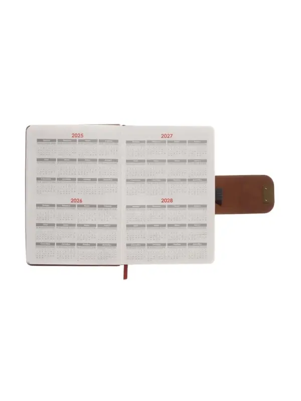Ежедневник недатированный формат А5, с хлястиком, 96л, линия, пвх, Коричневый