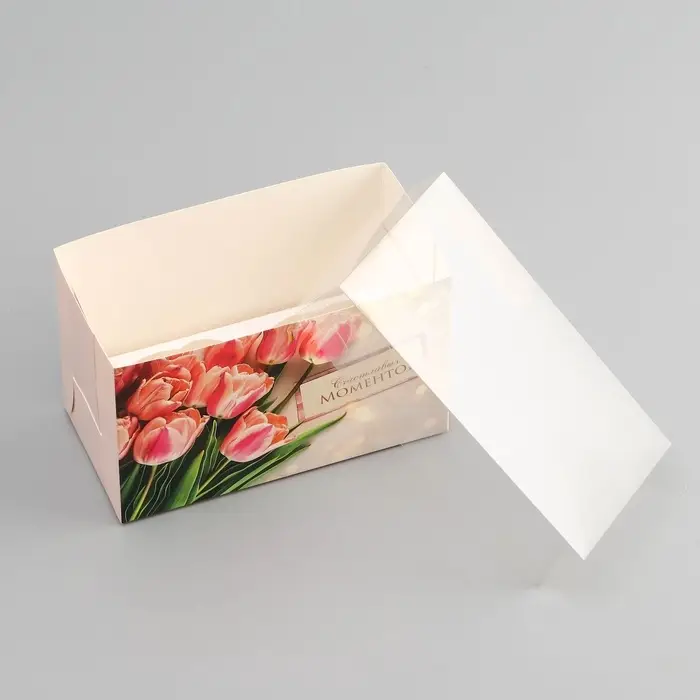 Коробка для 2 капкейка с прозрачной крышкой, &laquo;Счастливых моментов&raquo;, 16&times;8&times;10 см