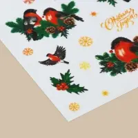 Наклейки новогодние со светящимся слоем &laquo;Снегири&raquo;, 10,5 х 14,8 х 0,1 см
