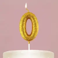 Свеча для торта, цифра, &laquo;0&raquo;,золото, х 10 см