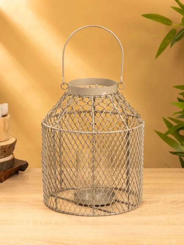 Подсвечник фонарь со стеклянной колбой 20х20х26 см, d 10 см, металл, цв. серый