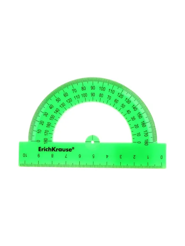 Транспортир 10см 180&deg;, ErichKrause "Neon Solid", пластик, непрозрачный, коробка-дисплей, МИКС