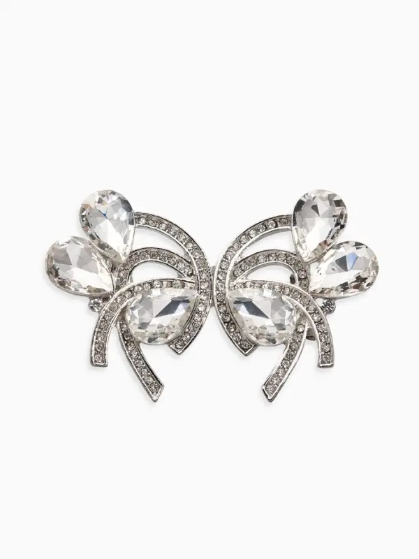 Зажим для кардигана "Ажур", капельки, цвет белый в серебре