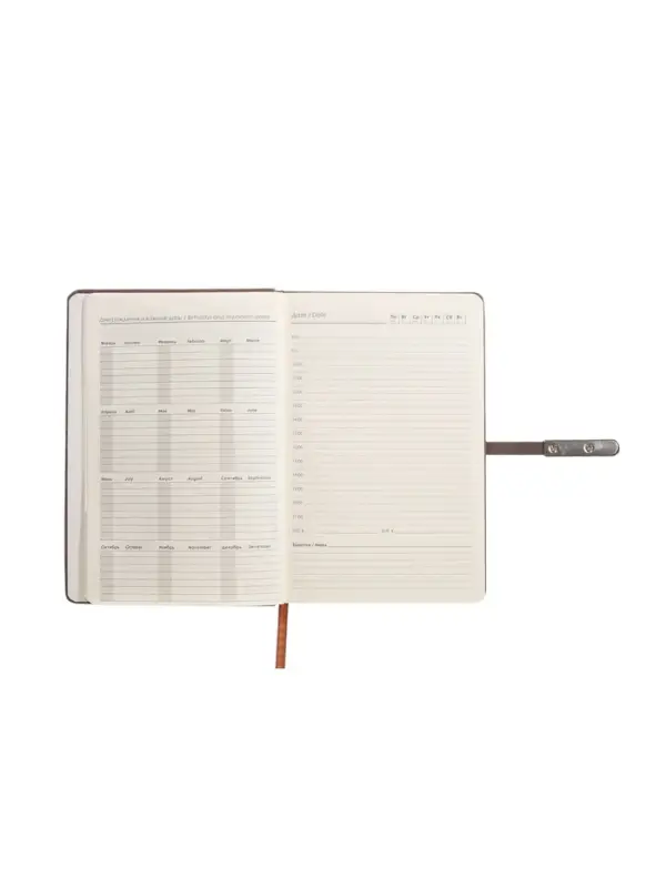 Ежедневник недатированный формат А5, с хлястиком, 112л, линия, пвх, Узор Коричневый