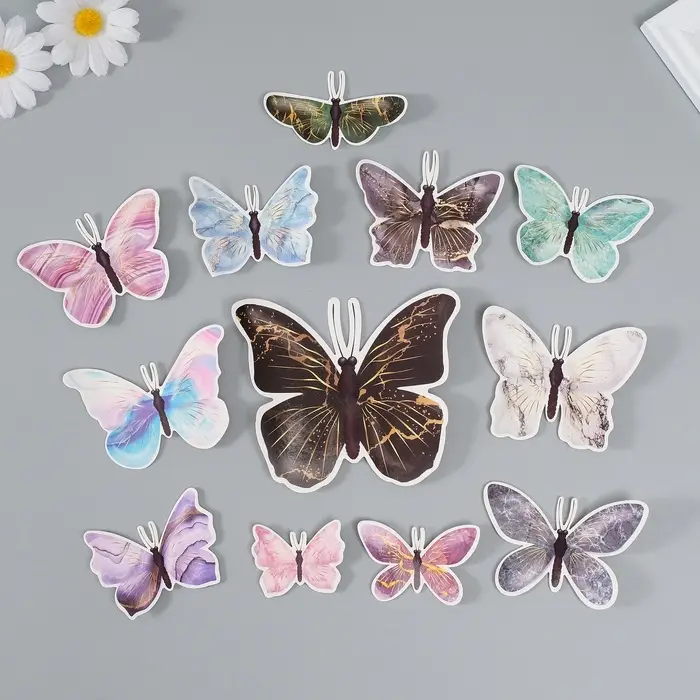 Набор магнитов на холодильник &laquo;Мрамор с золотом&raquo;, 12 шт., картон, h=4-10 см