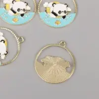 Декор для творчества металл, эмаль "Пандочка в море" 2,8х2,5 см