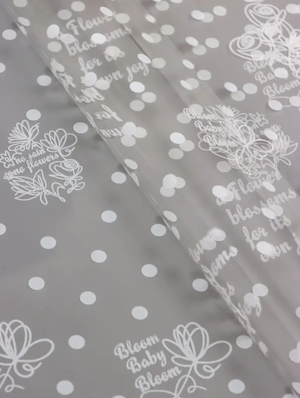 Пленка прозрачная с рисунком Flower Blossons Белый 0.7&times;8.2&plusmn;5%м