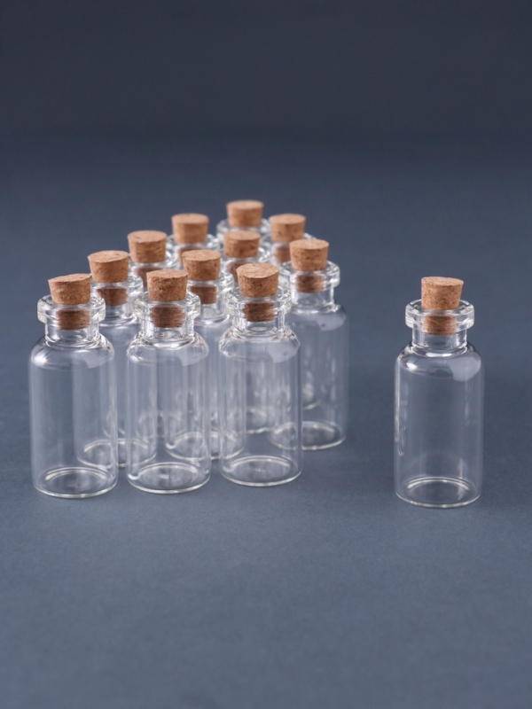Бутылочка с пробкой, стекло, прозрачная 5 мл набор 12 шт 4х1,8х1,8 см