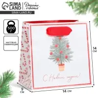 Пакет подарочный новогодний ламинированный квадратный &laquo;Новогодние сладости&raquo;, 14 х 14 х 9 см