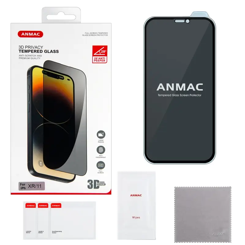 Защитное стекло iPh XR/11 ANMAC 3D Privacy с сеточкой Арт. 1137252