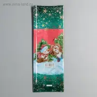 Пакет подарочный "На санках". 13,5 х 38 см.