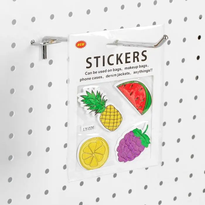 Крючок одинарный для металлической перфорированной панели, d=6 мм, L=20 см, шаг 25 мм, цвет хром