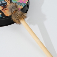 Шаманский бубен "Доберман в цветах" с колотушкой 5х25х25 см