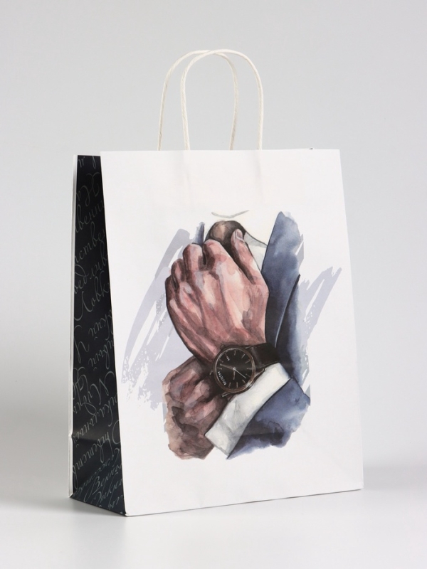 Пакет подарочный крафт &laquo;Джентльмен&raquo;, 25&times;12&times;32 см