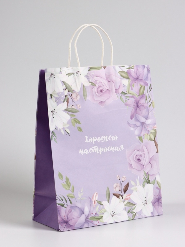 Пакет подарочный крафт, &laquo;Хорошего настроения&raquo;, 25&times;12&times;32 см