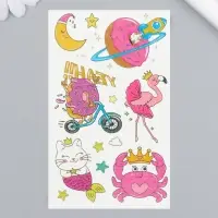 Переводные тату на тело цветные &laquo;Розовые мечты&raquo;, блёстки, 12&times;7.5 см