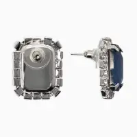 Серьги со стразами "Роскошь", прямоугольник, цвет тёмно.сине-белый в серебре