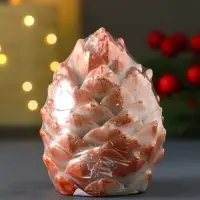 Свеча "Шишка 80х60 мм с оранжевым декором