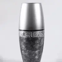 Ваза &laquo;Абстракция&raquo;, полоса, овал, h=26 см, стекло, серо-чёрная