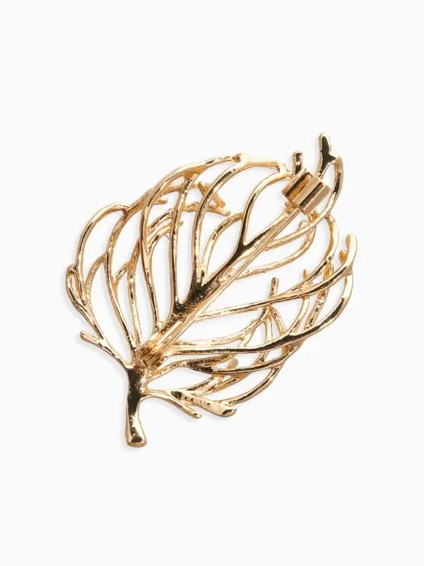 Брошь "Лист" веточка, цвет золото