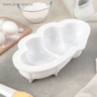 Форма для муссовых десертов и выпечки Доляна &laquo;Влюблённые сердца&raquo;, силикон, 27&times;17 см, цвет белый