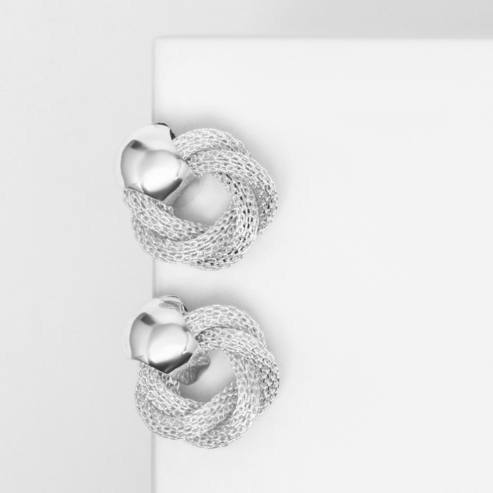 Серьги металл &laquo;Круги переплетение&raquo;, цвет серебро