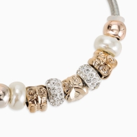 Браслет жемчуг &laquo;Марджери&raquo; сова, цвет белый в серебре, d=6,5 см