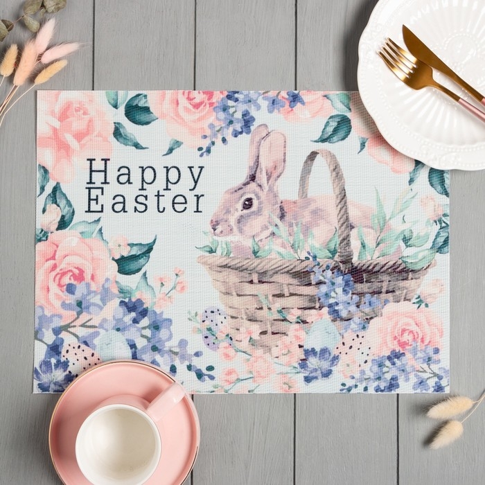Салфетка на стол Доляна &laquo;Пасха&raquo; (зайчик в корзинке) ПВХ 40х29 см
