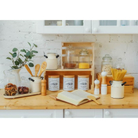 Банки жестяные для хранения сыпучих продуктов Sugar Coffee Tea, 1,2 л, 10,5&times;14 см, 3 шт, цвет серый