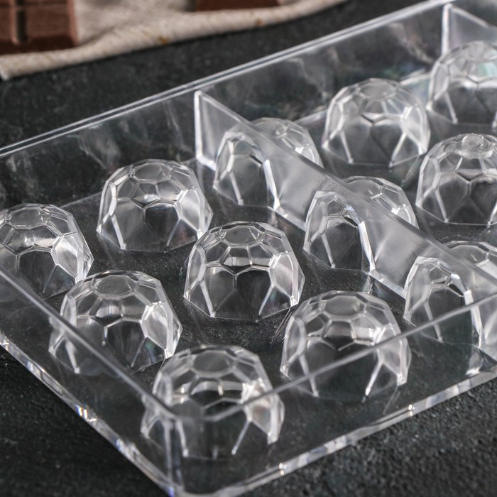 Форма для конфет и шоколада KONFINETTA &laquo;Бриллиант&raquo;, 27,5&times;13,5 см, 21 ячейка d=2,5 см, цвет прозрачный