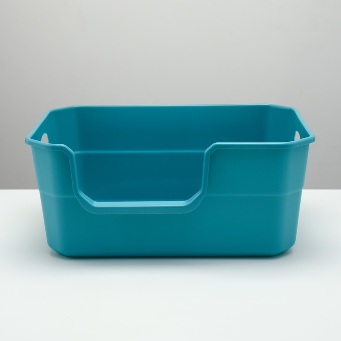 Туалет открытый с боковым входом с совком и фильтром, 50 х 35 х 24 см, синий