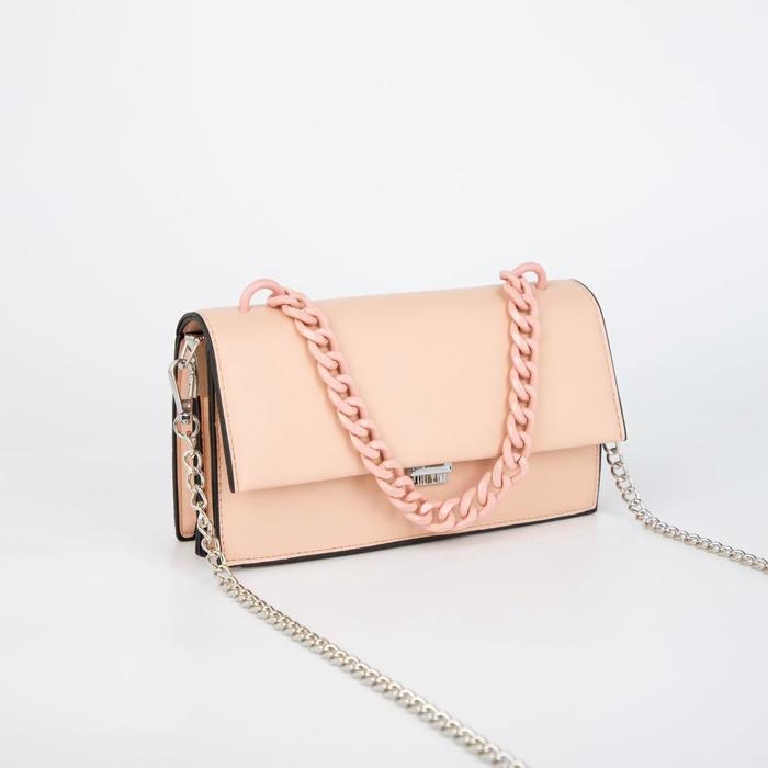 Цепочка для сумки, пластиковая, 17 &times; 23 мм, 120 см, цвет бежевый