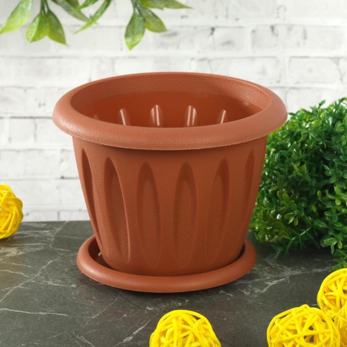 Горшок с поддоном &laquo;Фелиция&raquo;, 400 мл, цвет терракотовый