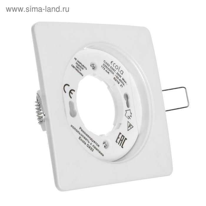 Светильник встраиваемый Ecola 5357, GX53, IP20, 220 В, квадратный, 25x107 мм, белый