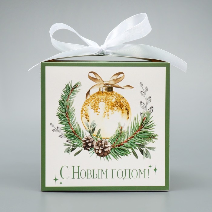 Коробка подарочная новогодняя складная &laquo;С Новым годом!&raquo;, ёлочные украшения, 12 х 12 х 12 см, Новый год
