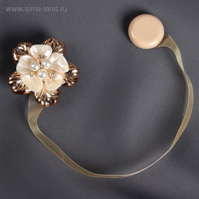 Подхват для штор &laquo;Цветок перламутровый&raquo;, d = 5,5 см, цвет золотой