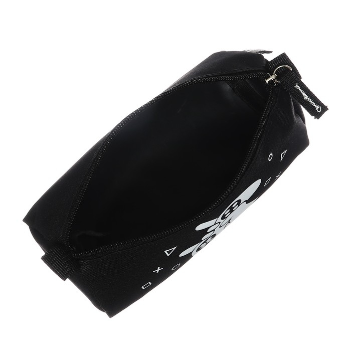 Пенал мягкий, 1 отделение, 85 х 200 х 65 мм, объёмный, Феникс "Джойстики" чёрный/белый 61897