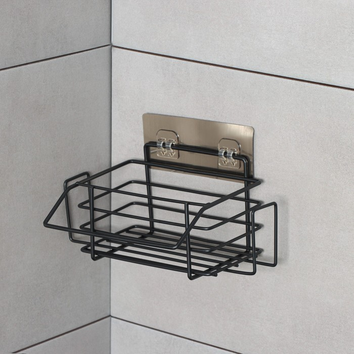 Полка на липучке, 24&times;14&times;10 см, цвет чёрный