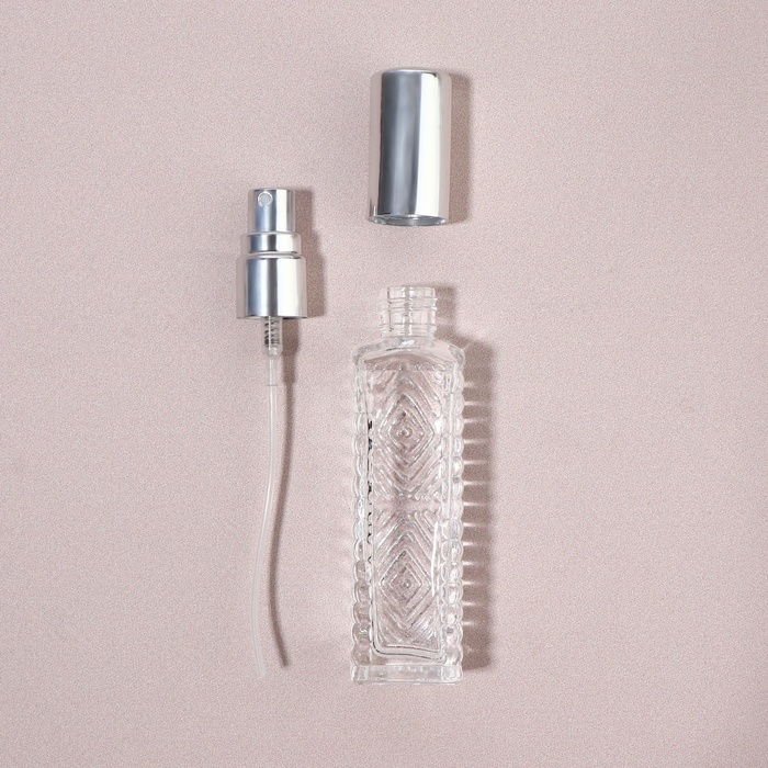 Флакон для парфюма &laquo;Прозрачный узор&raquo;, с распылителем, 15 мл, цвет серебристый