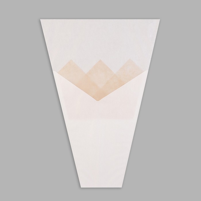 Пакет конус для цветов, крафт+ пленка,  30+11х42см&plusmn;1см, белая