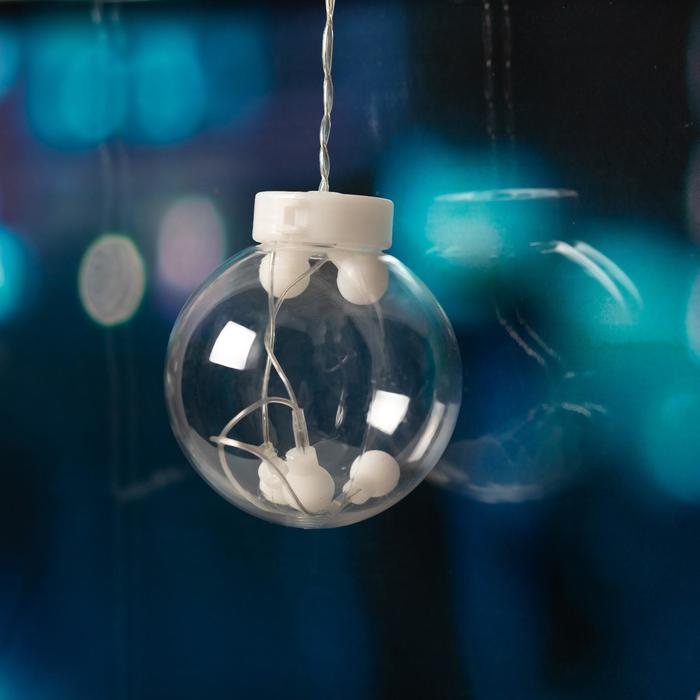 Гирлянда &laquo;Бахрома&raquo; 2.4 &times; 0.7 м с насадками &laquo;Шарики&raquo;, IP20, прозрачная нить, 108 LED, свечение тёплое белое, 8 режимов, 220 В