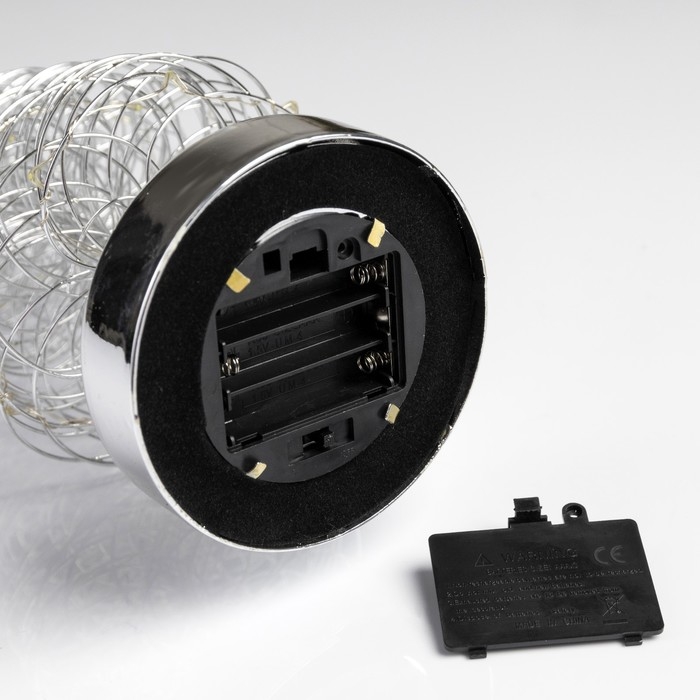 Светодиодная фигура &laquo;Ёлка плетёная&raquo; 10 &times; 38 &times; 10 см, металл, батарейки АААх3 (не в комплекте), свечение белое