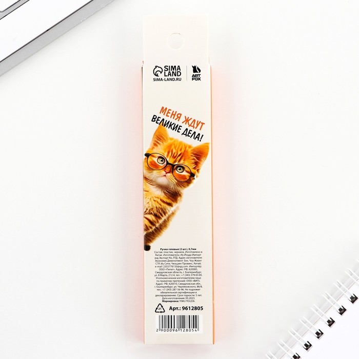Ручка прикол гелевая черная паста &laquo;Я бы написал поэму, но у меня лапки&raquo;, 2 шт.