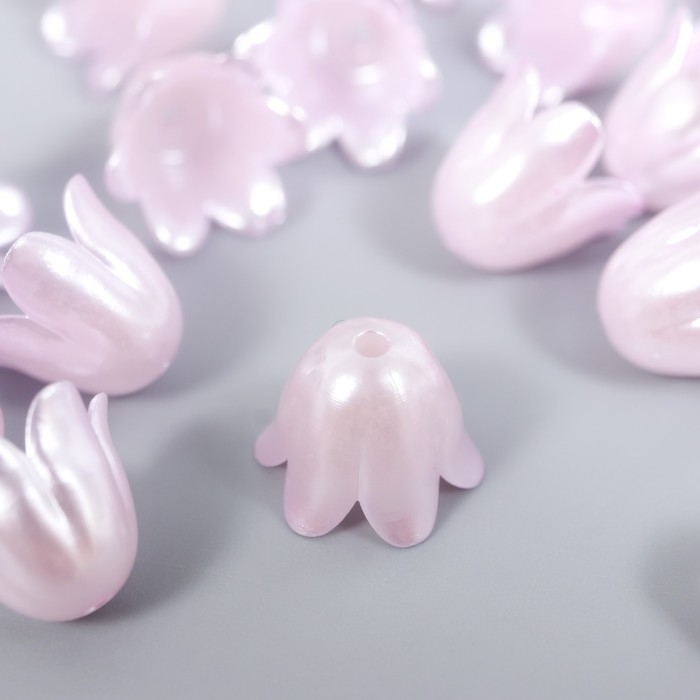 Бусины для творчества пластик "Цветок ландыша жемчужный" набор 40 шт сиреневый 1х0,9х0,9 см