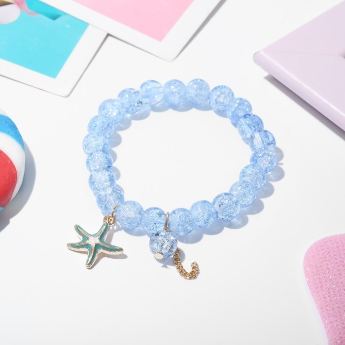 Браслет детский &laquo;Выбражулька&raquo; морская звезда, цвет голубой в золоте