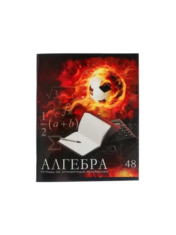 Тетрадь предметная 48 листов в клетку Calligrata, &laquo;Футбол. Алгебра&raquo;, обложка мелованный картон