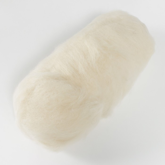 Шерсть для валяния "Кардочес" 100% полутонкая шерсть 100гр (001 суровый)