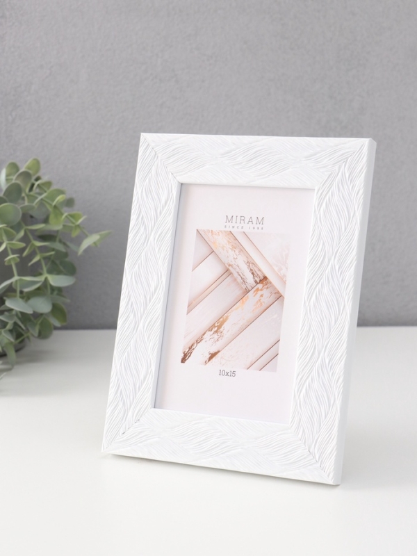 Фоторамка пластик "МИРАМ" 10х15 см, белый, волнистый
