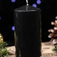 Свеча столб 50*100 мм с накаткой "Символ года" , Лошадь, черная